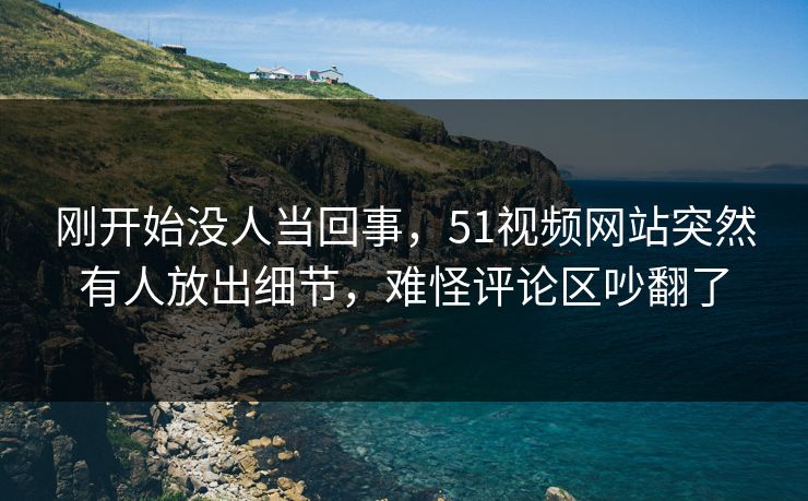 刚开始没人当回事，51视频网站突然有人放出细节，难怪评论区吵翻了