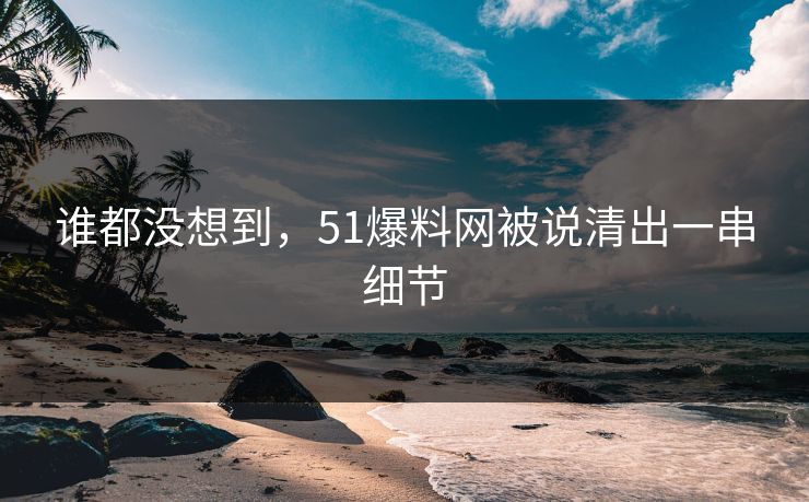 谁都没想到，51爆料网被说清出一串细节