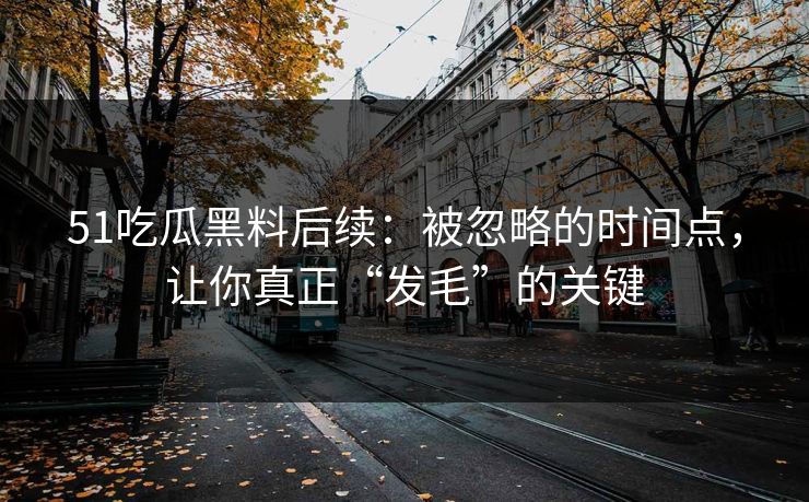51吃瓜黑料后续：被忽略的时间点，让你真正“发毛”的关键