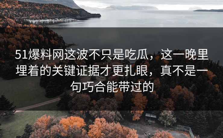 51爆料网这波不只是吃瓜，这一晚里埋着的关键证据才更扎眼，真不是一句巧合能带过的