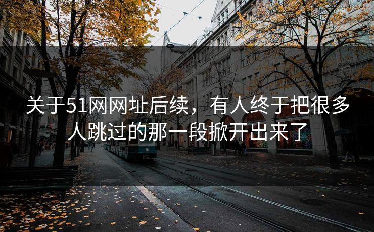 关于51网网址后续，有人终于把很多人跳过的那一段掀开出来了