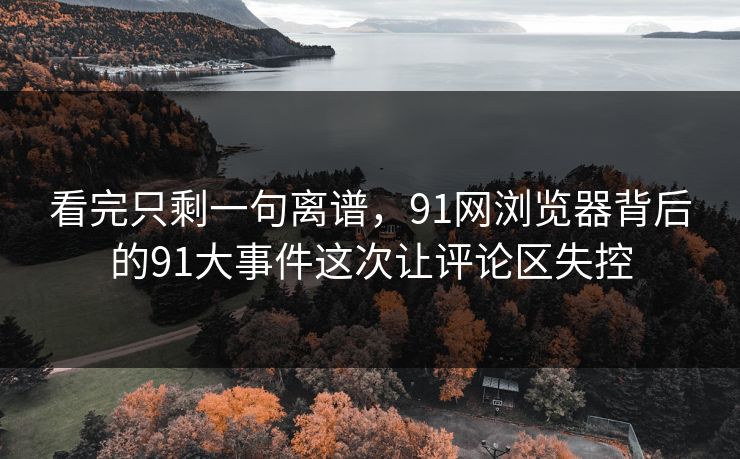 看完只剩一句离谱，91网浏览器背后的91大事件这次让评论区失控