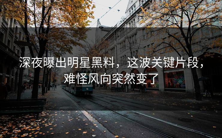 深夜曝出明星黑料，这波关键片段，难怪风向突然变了