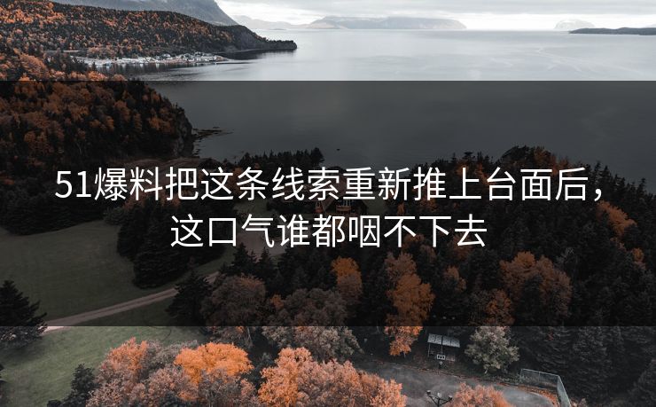 51爆料把这条线索重新推上台面后,这口气谁都咽不下去 51爆料把这条线索重新推上台面后,这口气谁都咽不下去